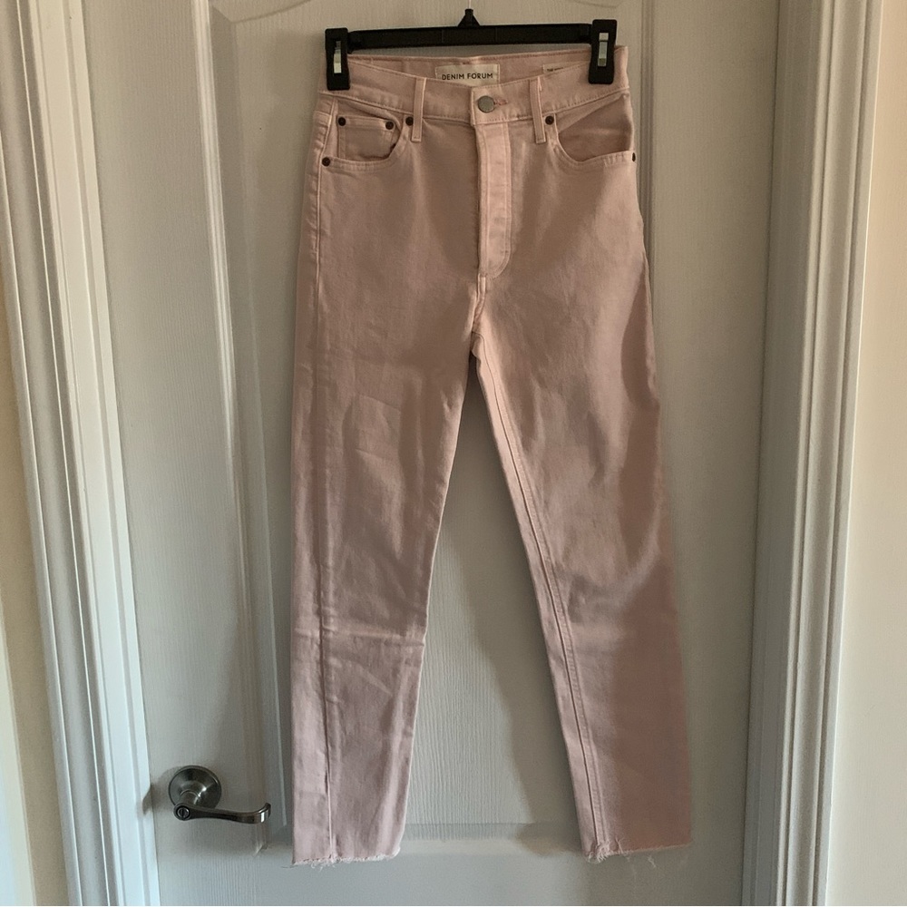 Women’s 24 ARITZIA‎ Denim Forum The Yoko High Rise Slim Light Pink Fray Jeans